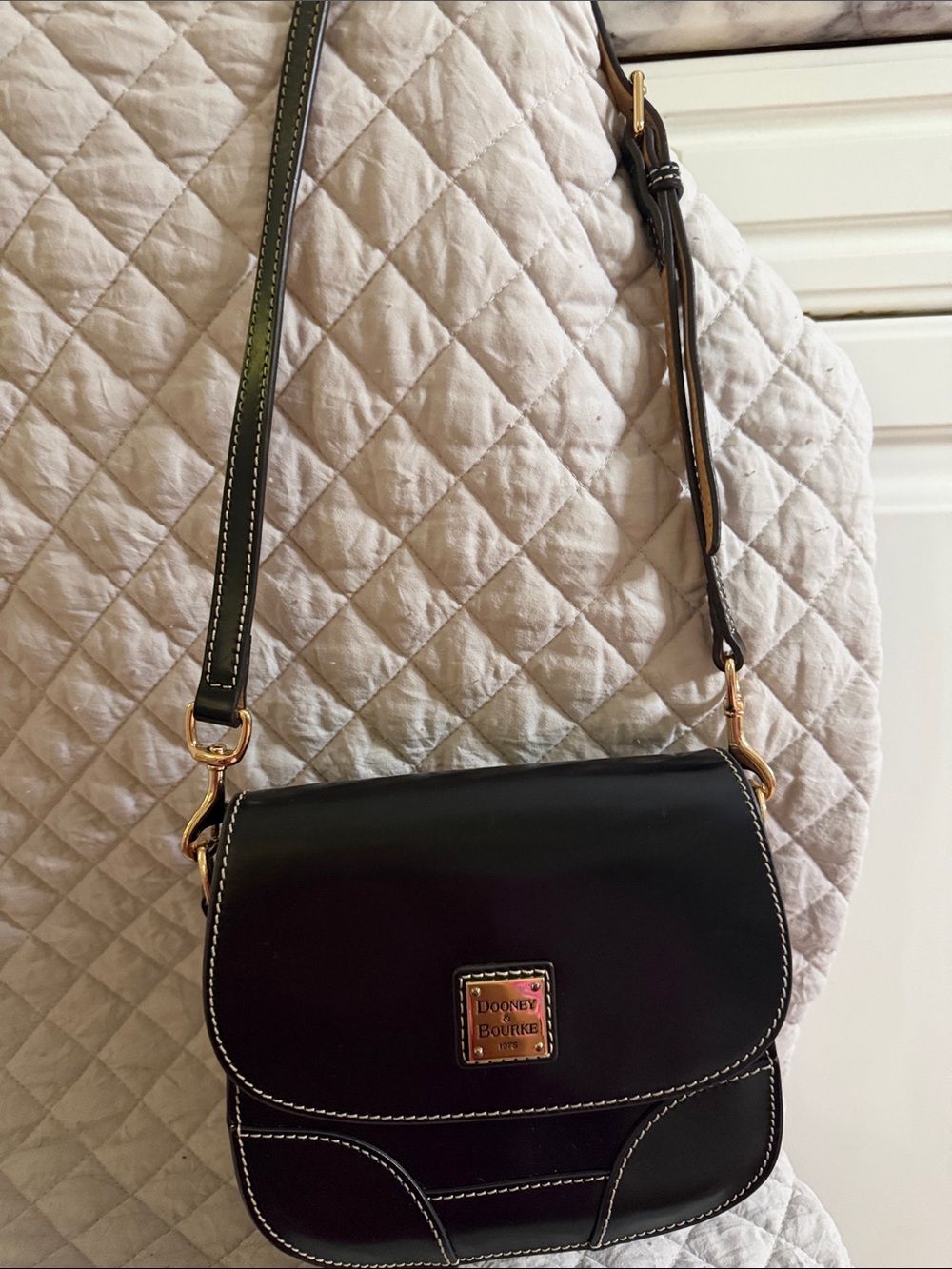 Dooney & Bourke Black Leather Crossbody with Gold Hardware